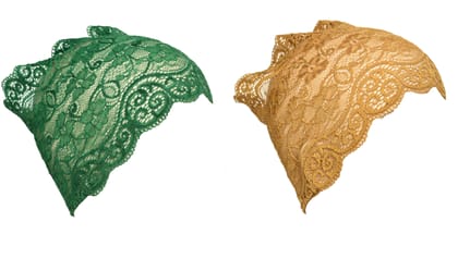 Girls and Womens Hijab Cap Hijab Headband, Under Hijab Scarf Green and Golden Naqab Head Scarf (2 pcs)