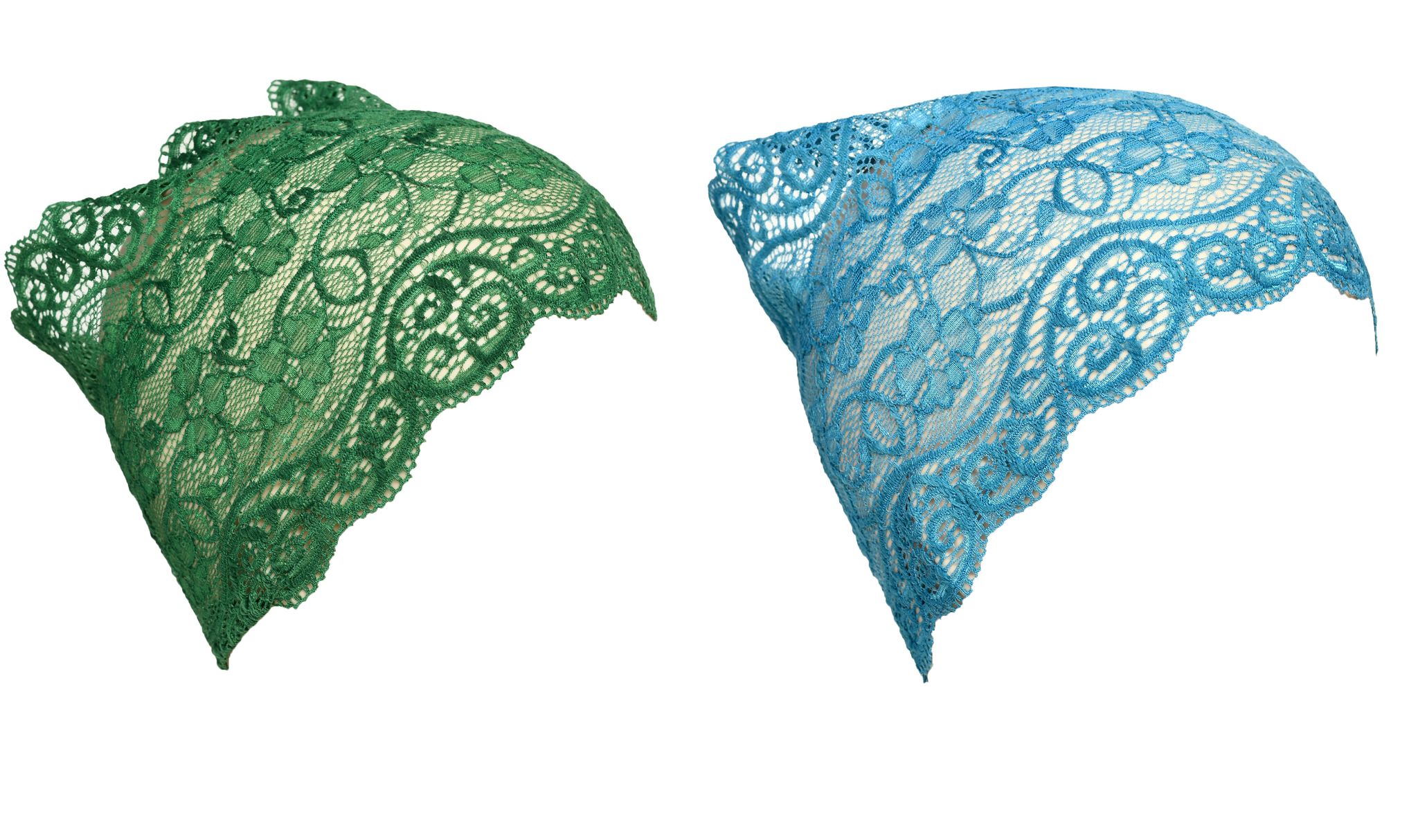 Girls and Womens Hijab Cap Hijab Headband, Under Hijab Scarf Green and Light Blue Naqab Head Scarf (2 pcs)