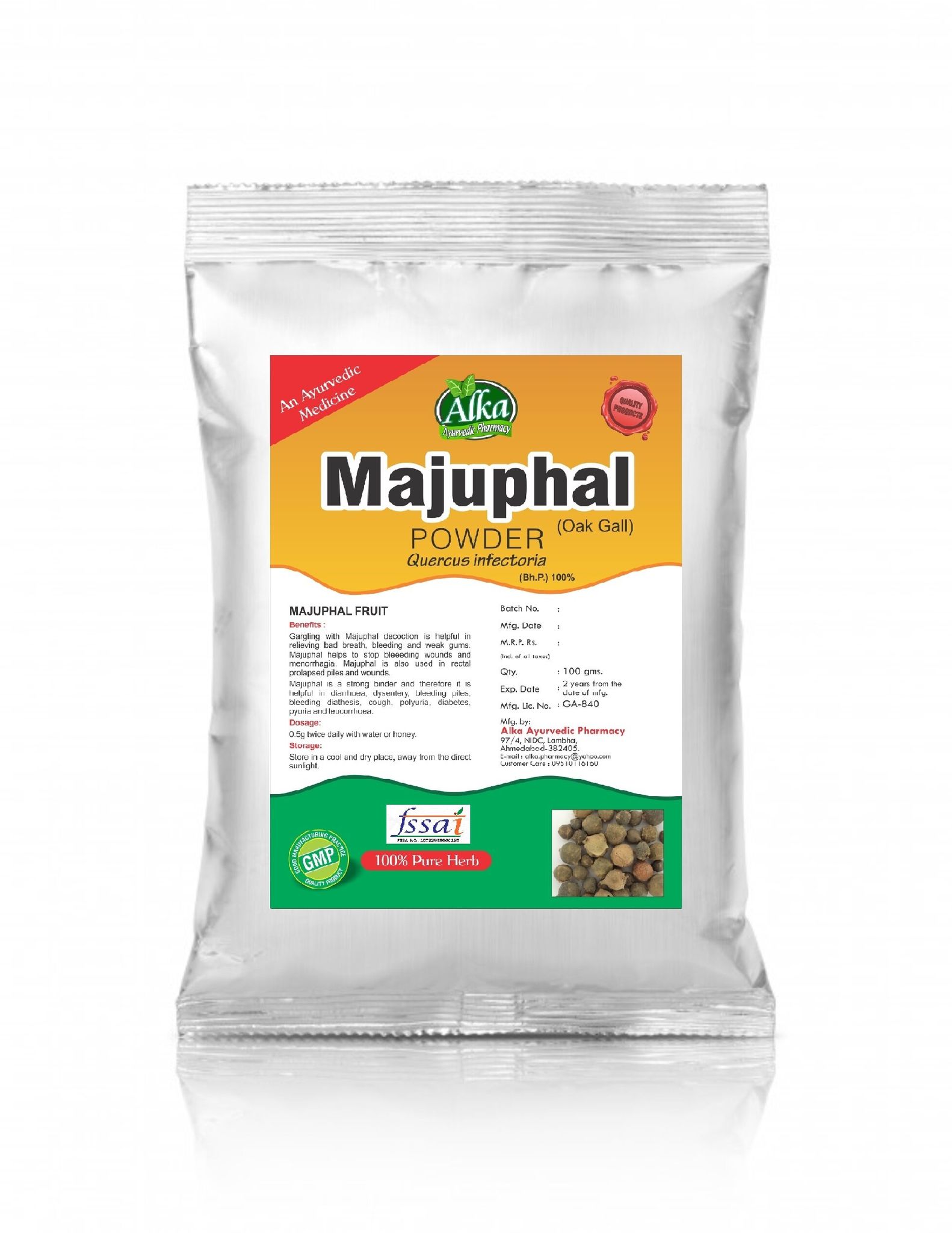 Natural MajuPhal (Oak Gall )Powder- 100gm