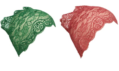 Girls and Womens Hijab Cap Hijab Headband, Under Hijab Scarf Green and Light Maroon Naqab Head Scarf (2 pcs)