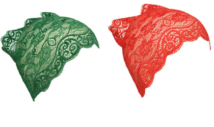 Girls and Womens Hijab Cap Hijab Headband, Under Hijab Scarf Green and Red Naqab Head Scarf (2 pcs)