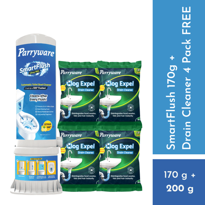 Parryware SmartFlush Citrus 500 and Clog Expel Combo (50 g x 4 Nos)