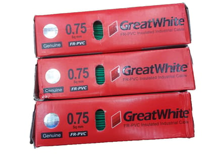 GREATWHITE SecureX .75MM TRIPLE LAYERED WITH 105°C BASE PVC INSULATION COPPER CABLE 90MTR LENGTH (FIRE RETARDENT) ( 08W CFL FREE 1PCS )