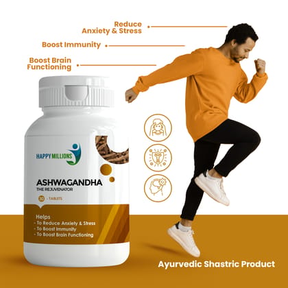 Happy Millions Ayurvedic Ashwagandha - The Rejuvenator | 30 Tablet