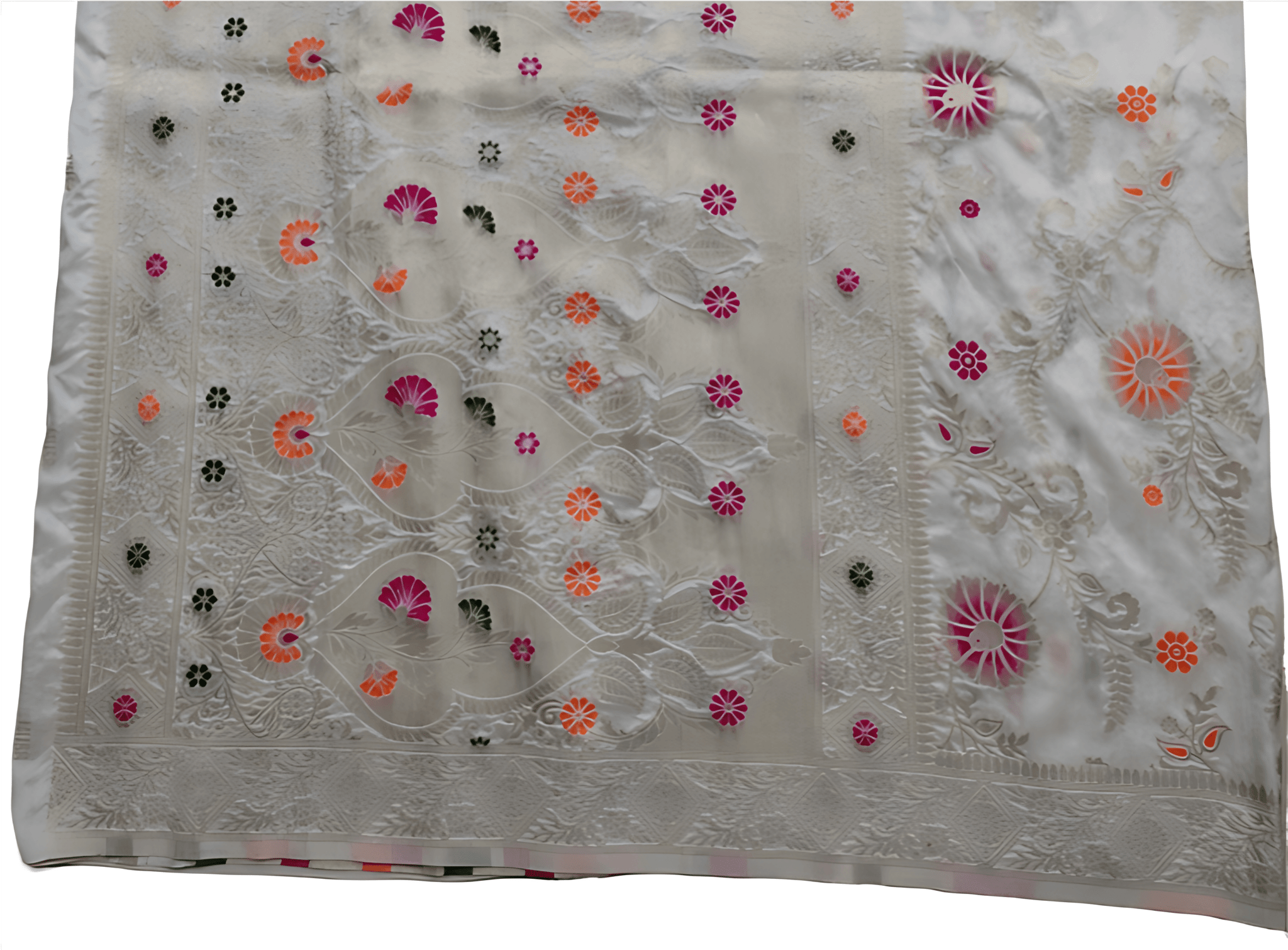 White Printed Newly DesignTussar Silk Saree