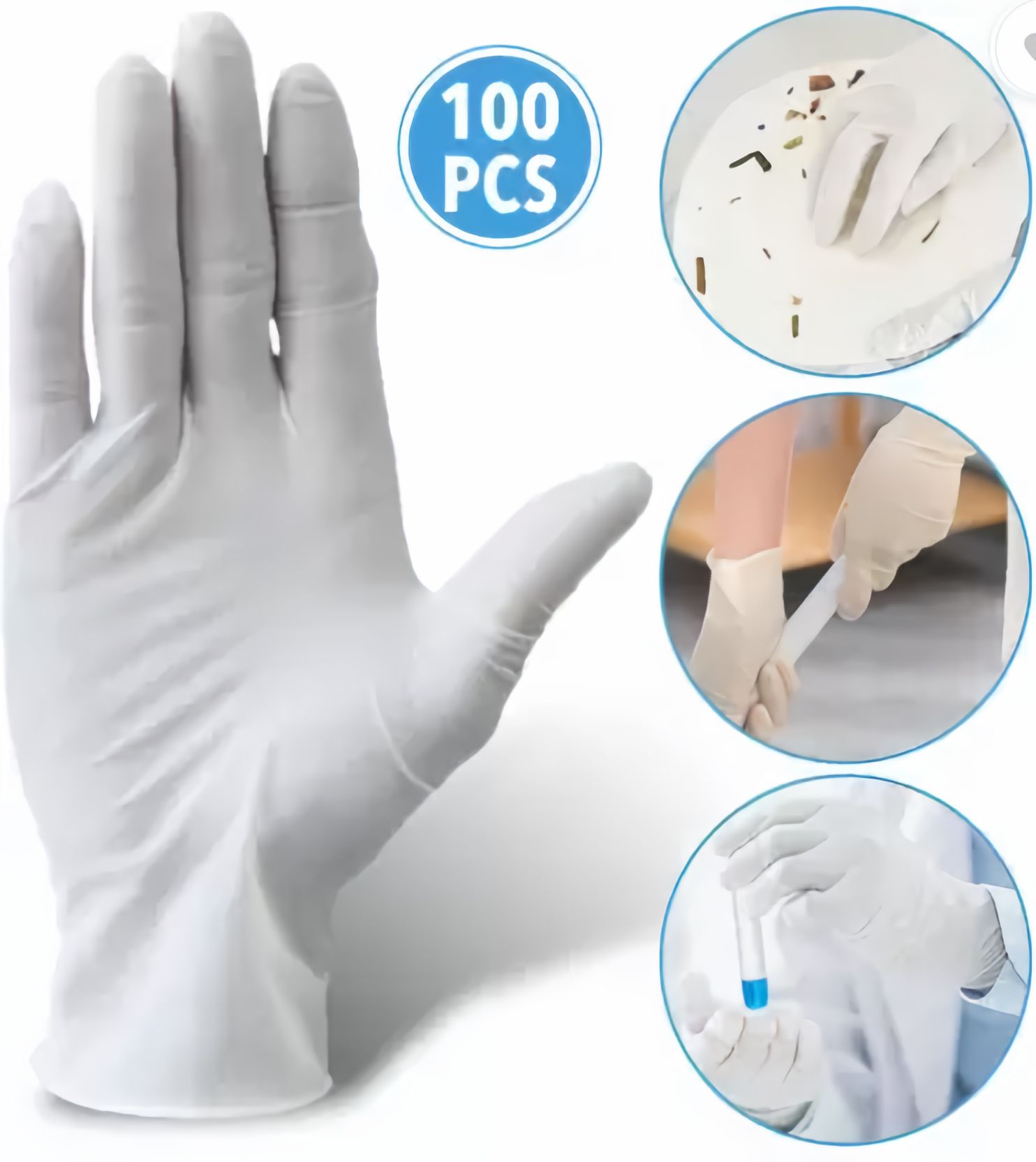 ANEMOI Latex Examination Gloves (100 Pieces) - Lightly Powdered for Food Handling, Lab Work, and More - Disposable Cleaning Gloves for Hygienic Protection