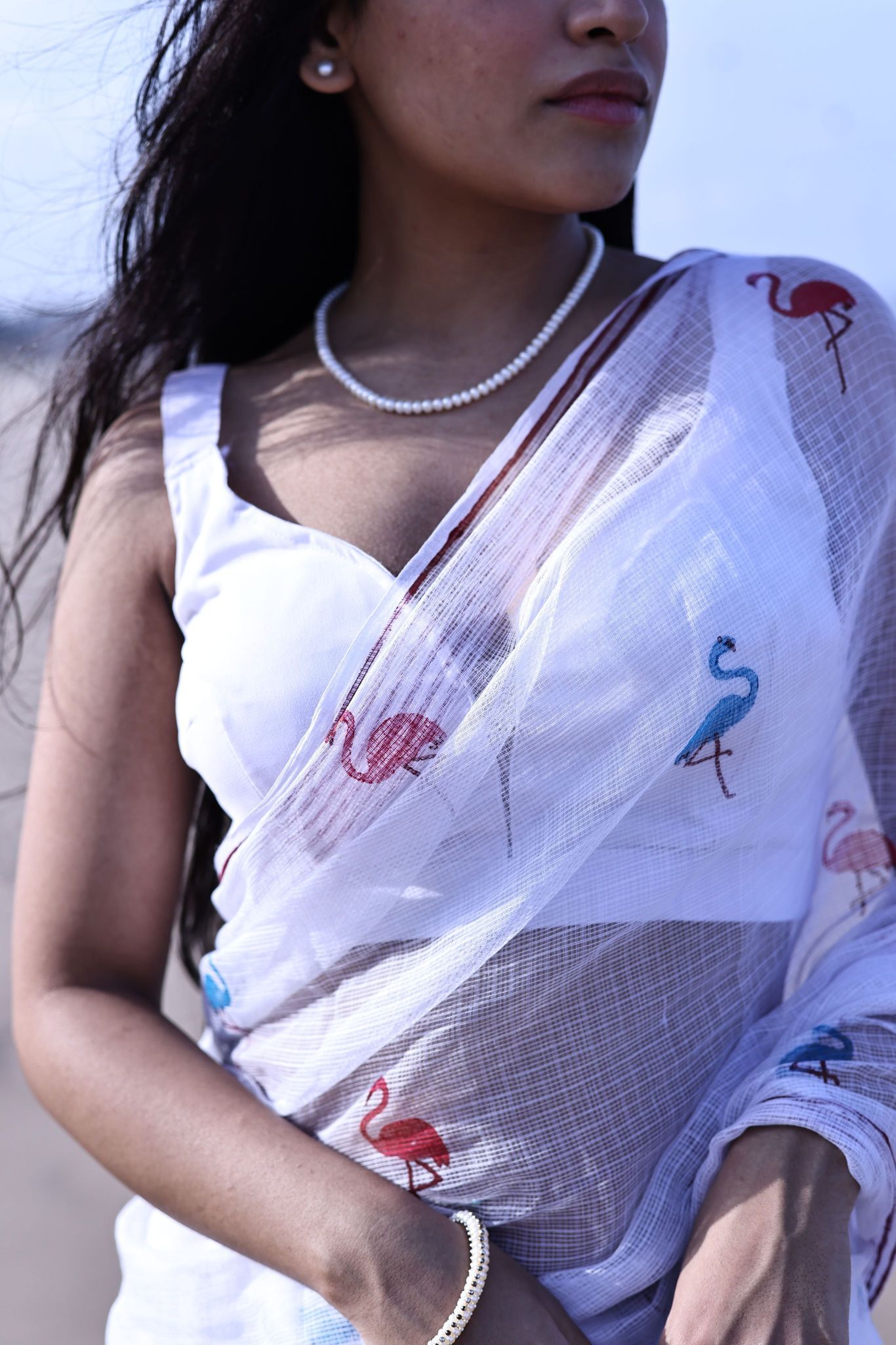 Kaisori Bagh Flamingo Kota blockprinted silk cotton saree