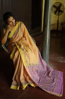 Sitara Kantha cotton saree - Phagun Naraangi Kantha cotton saree