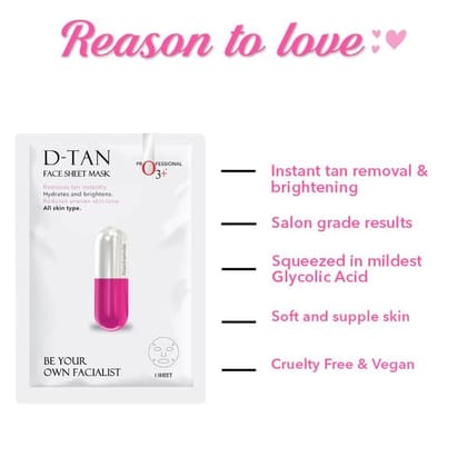 O3+ Facialist Dtan Face Sheet Mask With Niacinamide (30ml)