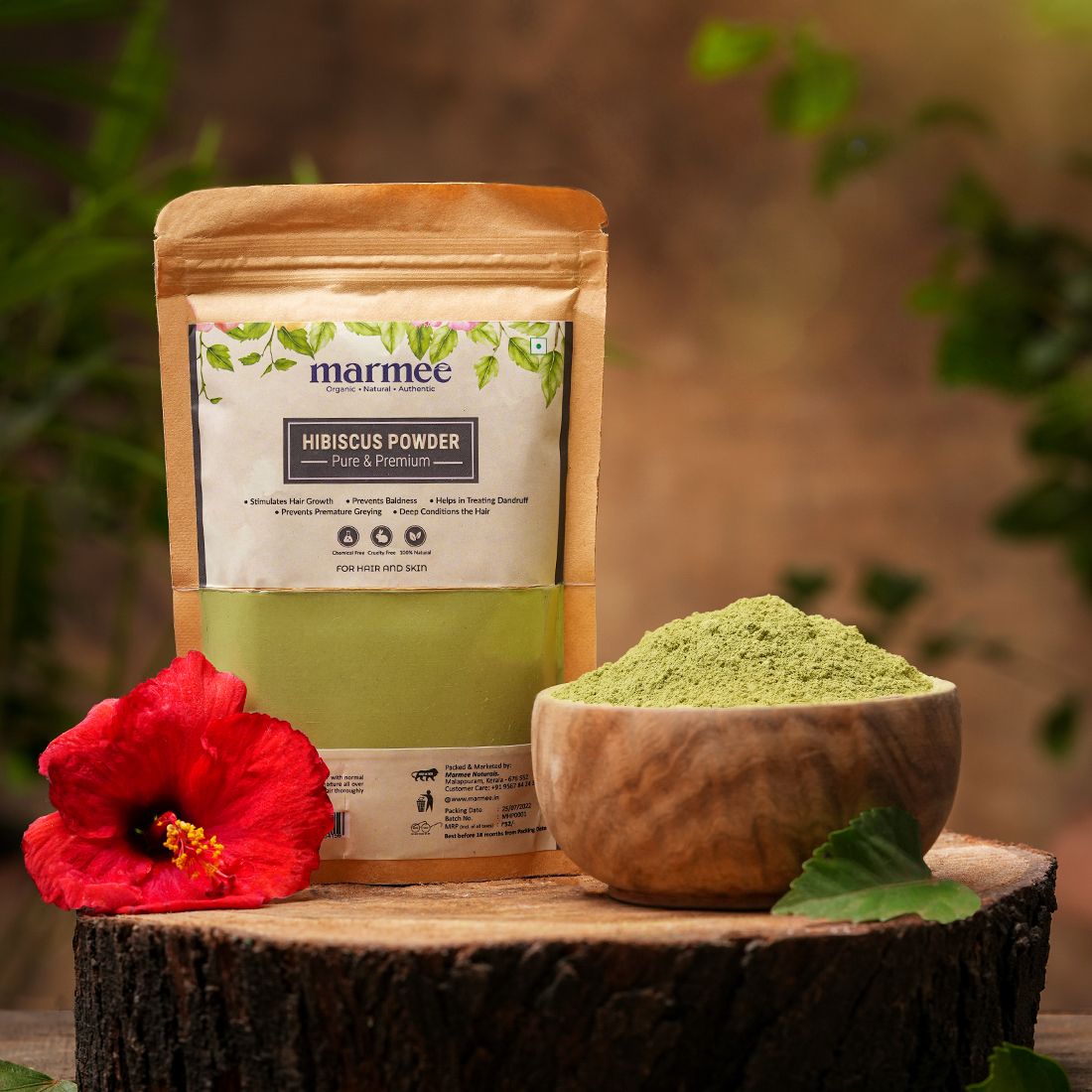 Marmee Hibiscus Leaf Powder – 100% Natural Hair Care for Strong & Healthy Hair