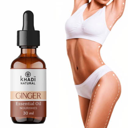 Khadi Natural Ginger Massage Oil, Tummy Ginger Oil, for Belly Drainage oil for Belly/Fat Reduction for ayurvedic fat loss oil,30ML