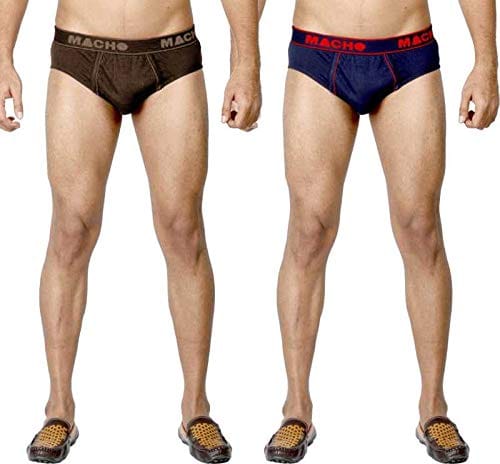 Macho Smart Cut Mens Cotton Brief Multicolor, Pack of 2
