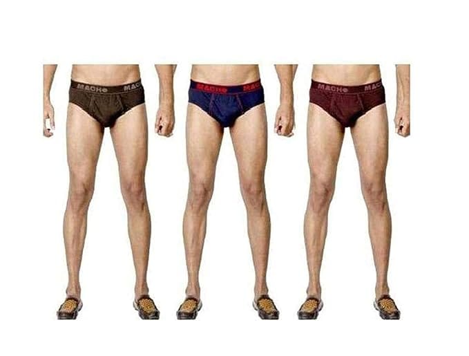 Macho Smart Cut Mens Cotton Brief Multicolor, Pack of 3
