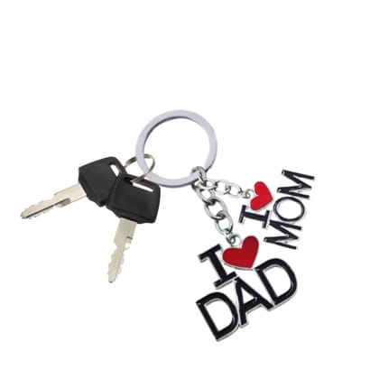 Qawvler Keychain I Love Mom & Dad Stylish Steel Key Chain Multicolor (Pack of 1)