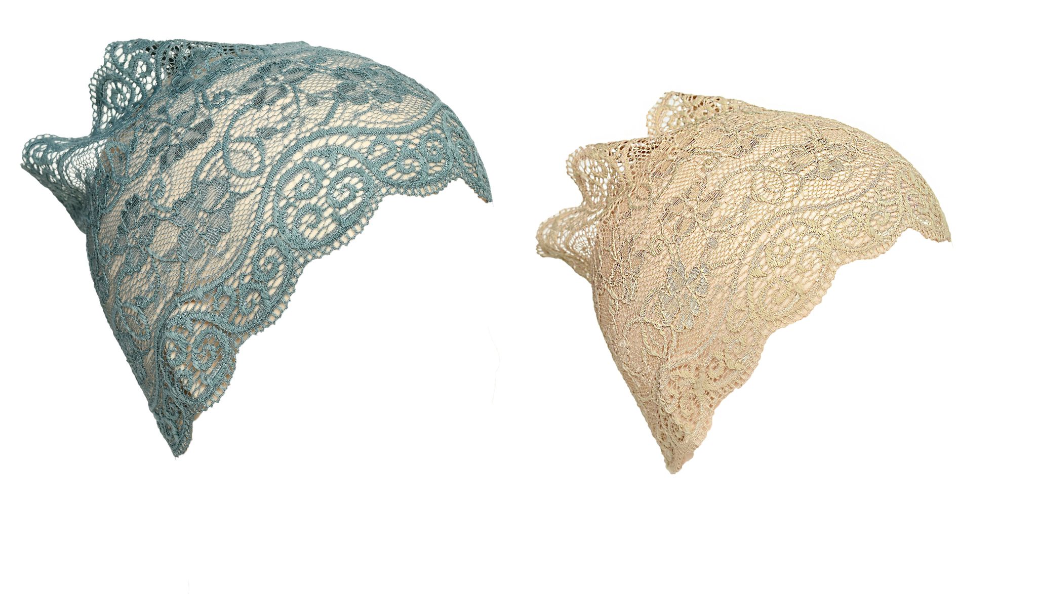 Girls and Womens Hijab Cap Hijab Headband, Under Hijab Scarf Grey and Light Beige Naqab Head Scarf (2 pcs)