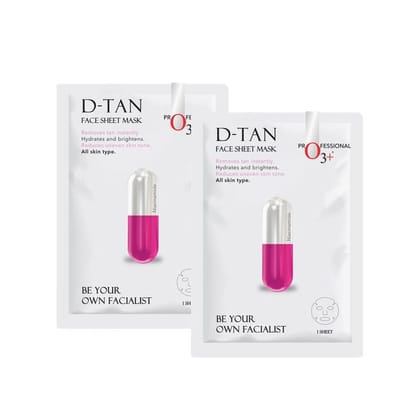 O3+ Facialist Dtan Face Sheet Mask With Niacinamide 30ml each (Pack of 2) O3+ Facialist Dtan Face Sheet Mask With Niacinamide 30ml each (Pack of 2)