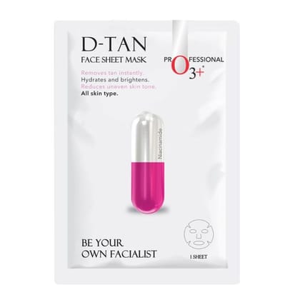 O3+ Facialist Dtan Face Sheet Mask With Niacinamide 30ml each (Pack of 2)