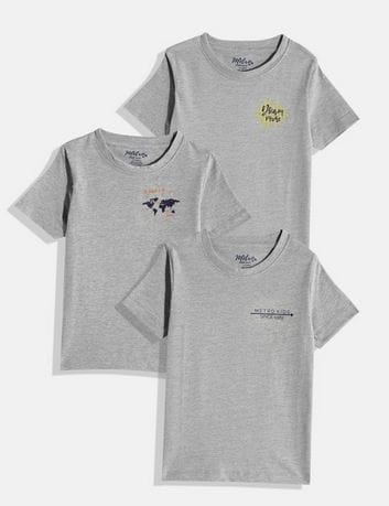 Boys Grey Pack of 3 Printed T-shirt