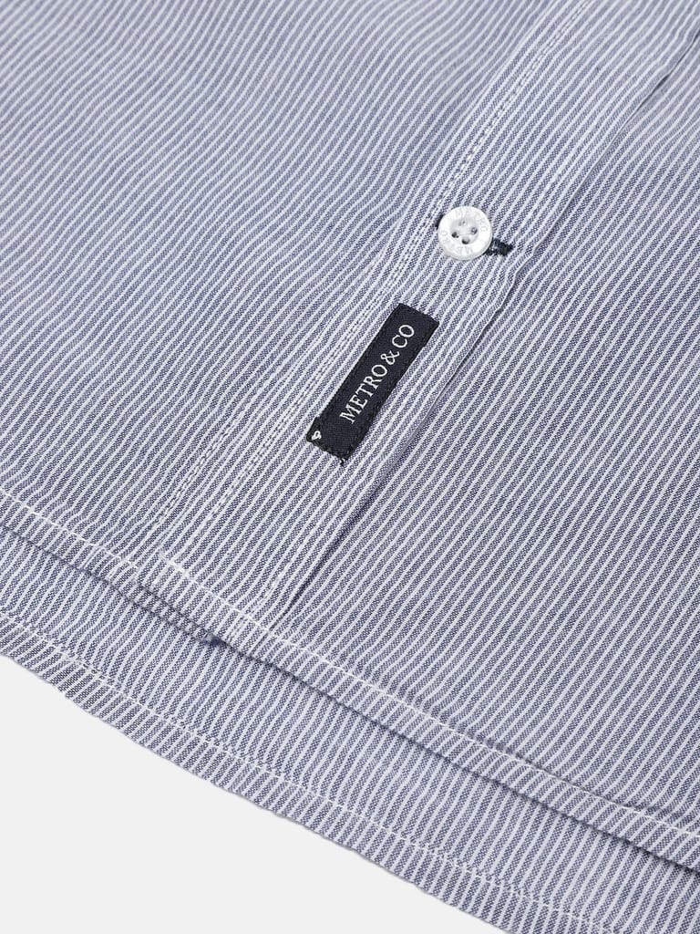 Boys Blue & White Regular Fit Striped Casual Shirt