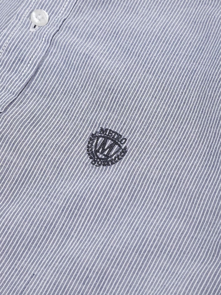 Boys Blue & White Regular Fit Striped Casual Shirt