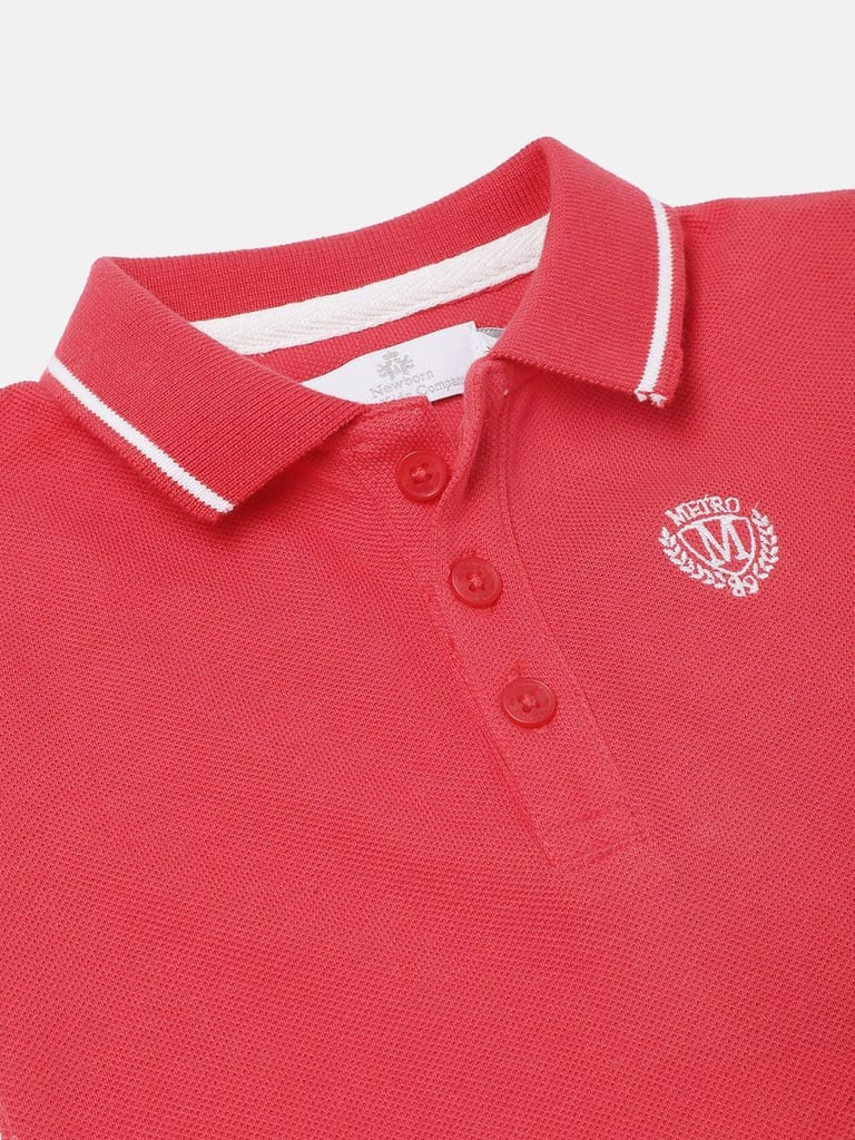 Boys Red Organic Cotton Solid Sustainable Bodysuit