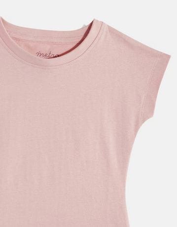 Girls Peach Solid Crop Top