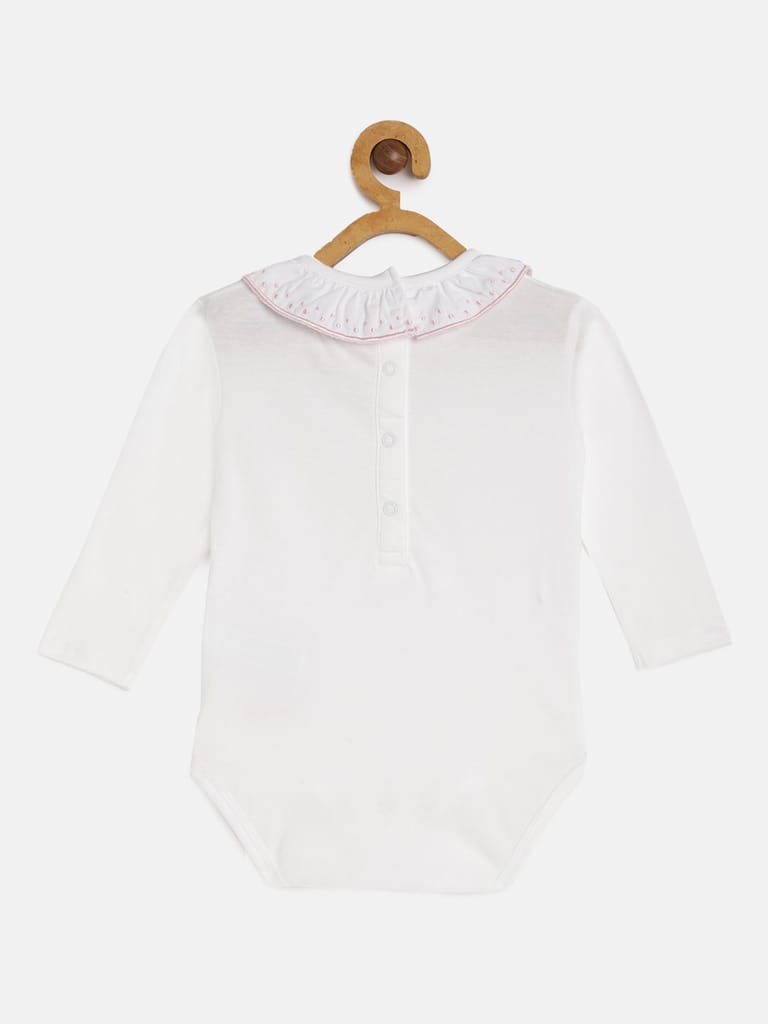 Girls White Organic Cotton Solid Sustainable Bodysuit