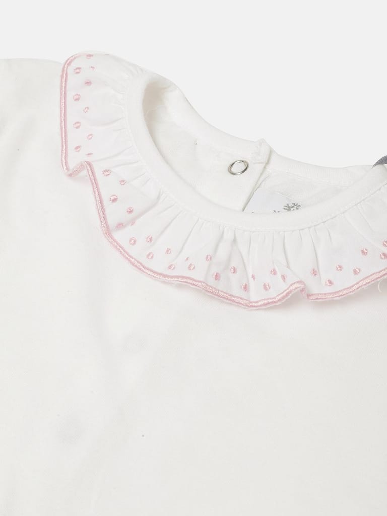 Girls White Organic Cotton Solid Sustainable Bodysuit