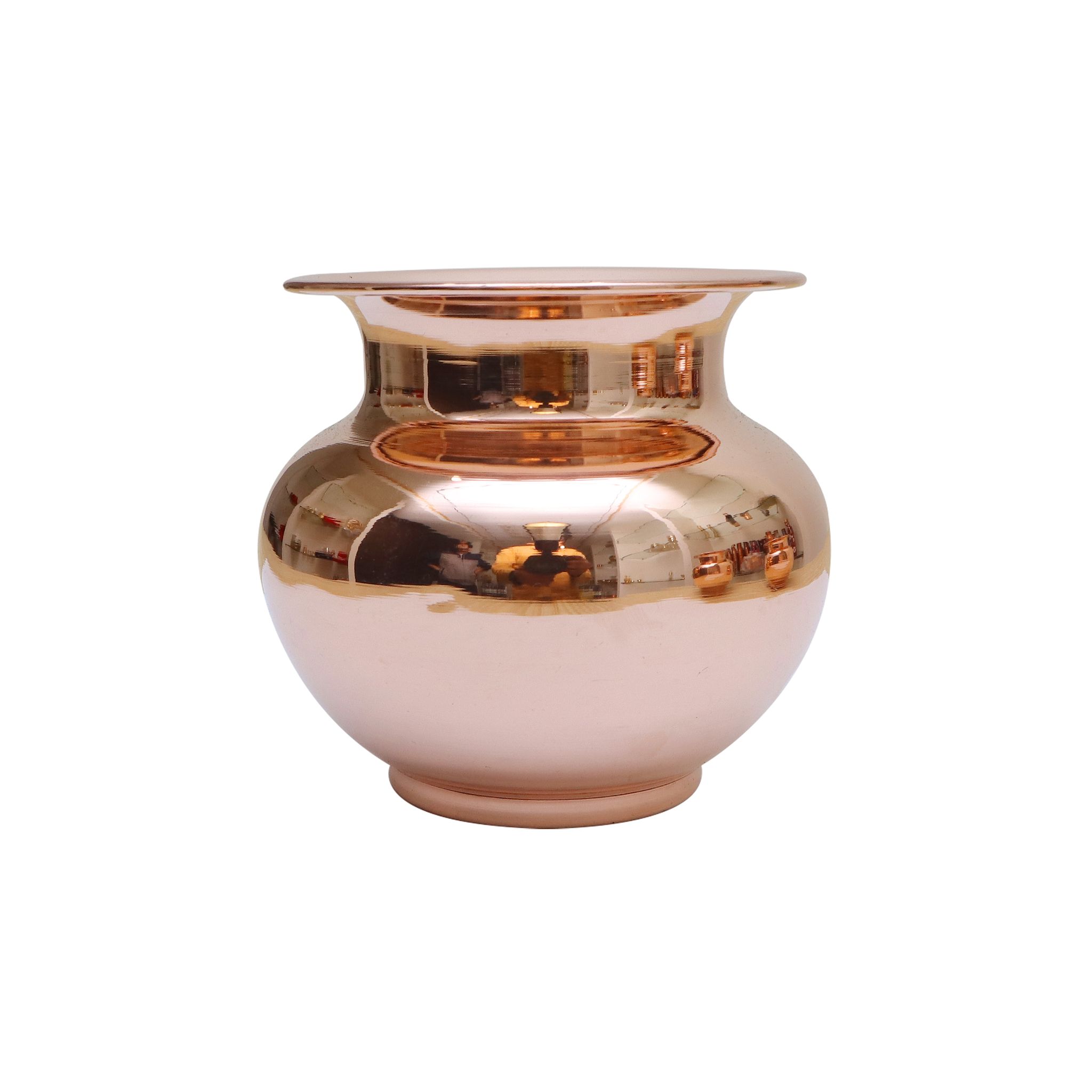 BEING CLASSIC Handmade Pure Copper Kalash/Lota Rounded & Curved Design for Diwali, Pooja, Festival-Home Kumbha Decoration Small Size Set of 1 Pieces