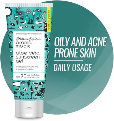 Aroma Magic Aloe Vera Gel Sunscreen Gel SPF 20 UVA/UVB All Natural Mineral Line (100ml)