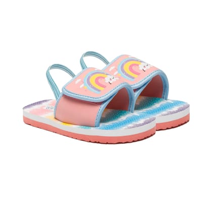 ONYC Kids Slippers for Girls with Adjustable Strap - Premium Rainbow - Pink