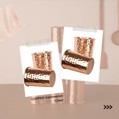 Being Classic - Copper Hammered Glass 300ml | Set of 2 | in Home & Kitchen for Drinking Water