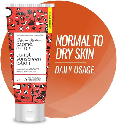 Aroma Magic Carrot Sunscreen Lotion SPF 15 UVA/UVB All Natural Mineral Line (100ml) Aroma Magic Carrot Sunscreen Lotion SPF 15 UVA/UVB All Natural Mineral Line (100ml)