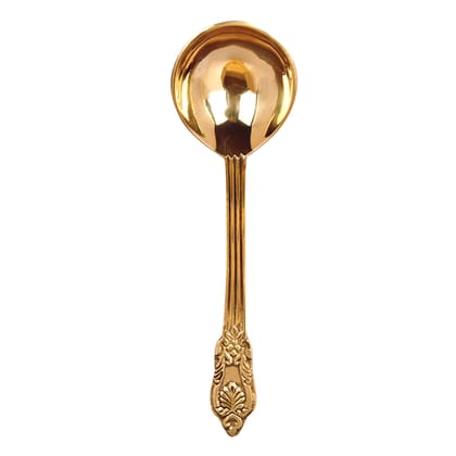 BulkySanta Brass Serving Spoons with Hand Crafted Etching Design (Size - 8.75" Weight - 100 Grams) Royal dinnerware Serving Spoons Set (Set of 1 pcs.)