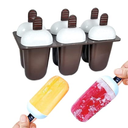 HAPPI Ice Candy Maker Kulfi, Frozen Ice Cream Mould Tray of 6 Candy Popsicle Moulds Reusable Plastic Holder Ice Candy Mould