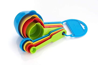 HAPPI Multipurpose Measuring Cup & Spoon Set for Kitchen Cooking Measurement Cups Set Plastic (8 Peices -Multicolor)