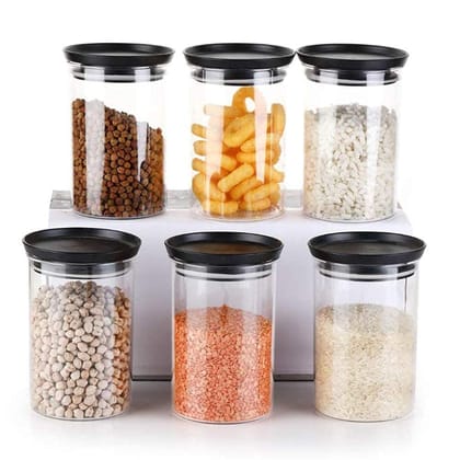 HAPPI Multipurpose Unbreakable Plastic Transparent Kitkat Storage Containers For Kitchen Airtight Masala Box Dabba Spice, Cereal, Dry Fruits Spice Box 900 ML Round (Multicolor- Set of 6 Pcs)
