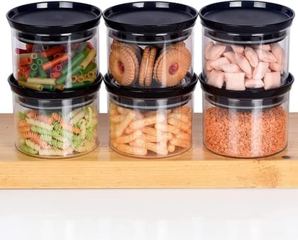 HAPPI Multipurpose Transparent Square Containers Set For Kitchen Storage/Unbreakable Plastic Airtight Masala Box Dabba For Spice,Cereals, Dal, Dry Fruits, Snacks, Pulses (500 Ml Each, Set of 6 Pcs)