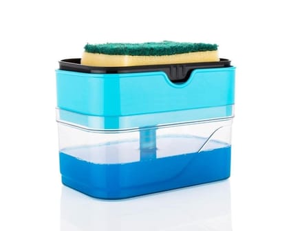 HAPPI 2 in 1 Soap Pump Dispenser Plastic for Kitchen Sink Dish Washing Dishwasher Liquid Soap Dispenser, Holder with Free Sponge(Color May Vary) HAPPI 2 in 1 Soap Pump Dispenser Plastic for Kitchen Sink Dish Washing Dishwasher Liquid Soap Dispenser, Holder with Free Sponge(Color May Vary)