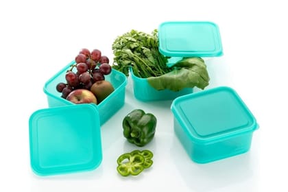 HAPPI Multipurpose Plastic 3 Pcs Masala Box for Kitchen, Spice Boxes for Kitchen, Transparent Fridge Storage Containers Airtight Grocery,Cereal,Vegetable Fruits Dabba 1500 Ml (Pack of 3 - Green)