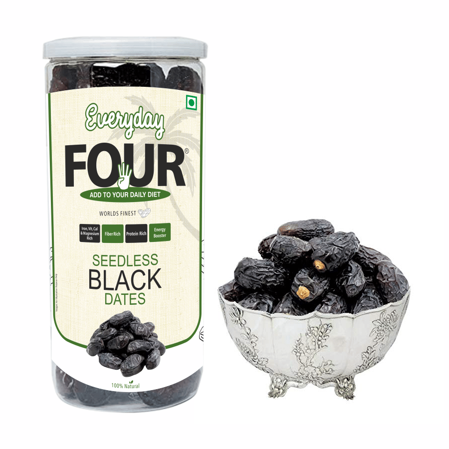 Everyday Four Seedless Black Dates (Khajoor) 400g