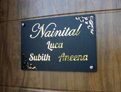 iCreations Personalised Black Matte Nameplate with Golden Acrylic Solid Letters