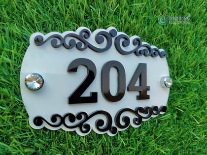 iCreations Personalized Door Number Plate for Home / Flats (4x6 Inch)