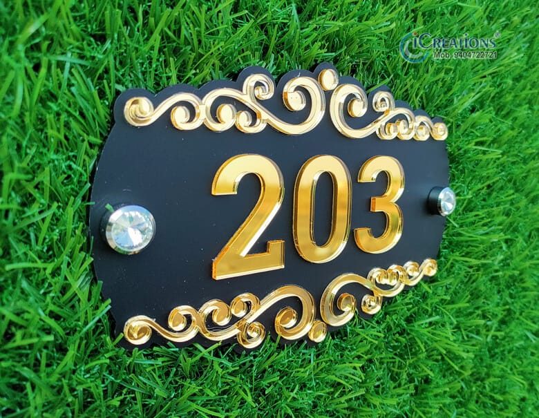 iCreations Personalized Door Number Plate for Home / Flats (4x6 Inch)