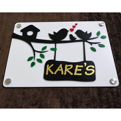 iCreations Birds Nest Acrylic Nameplate with Embossed Solid Letters