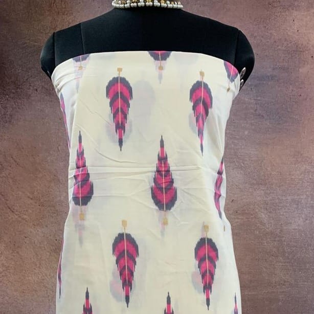 CPY003-Cotton-Blooms in Blush: White and Pink Floral Printed Cotton Fabric 3Meters