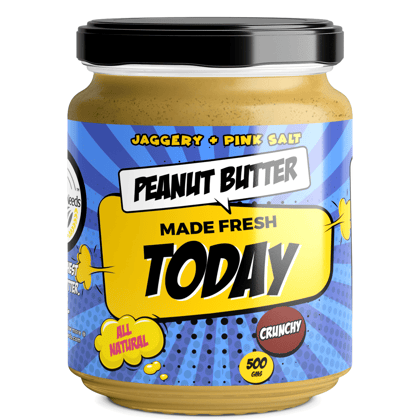 Natural Peanut Butter - Classic, Crunchy (Jaggery & Pink Salt) (500gms) - Made Fresh on Day of Order Natural Peanut Butter - Classic, Crunchy (Jaggery & Pink Salt) (500gms) - Made Fresh on Day of Order