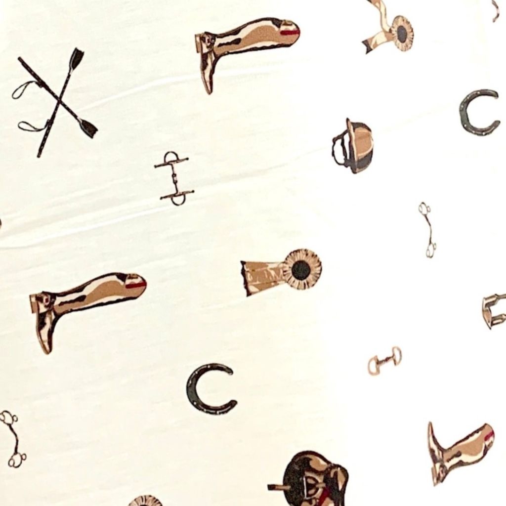 CPY016-Cotton-Step into Style: White Shoe Print Cotton Fabric 3Meters - Unstitched Fabrics | Buy online on ZillyBuy