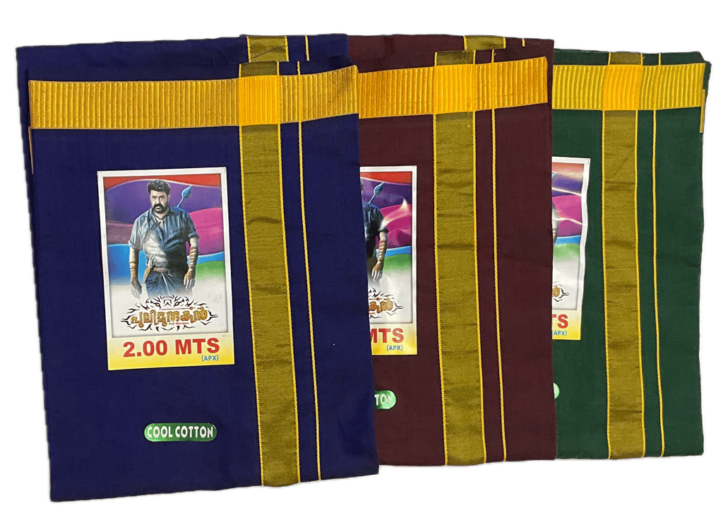Colour Dhothies with Rich Silk Border - Cool Cotton 2mtrs - Dhoti - Mundu