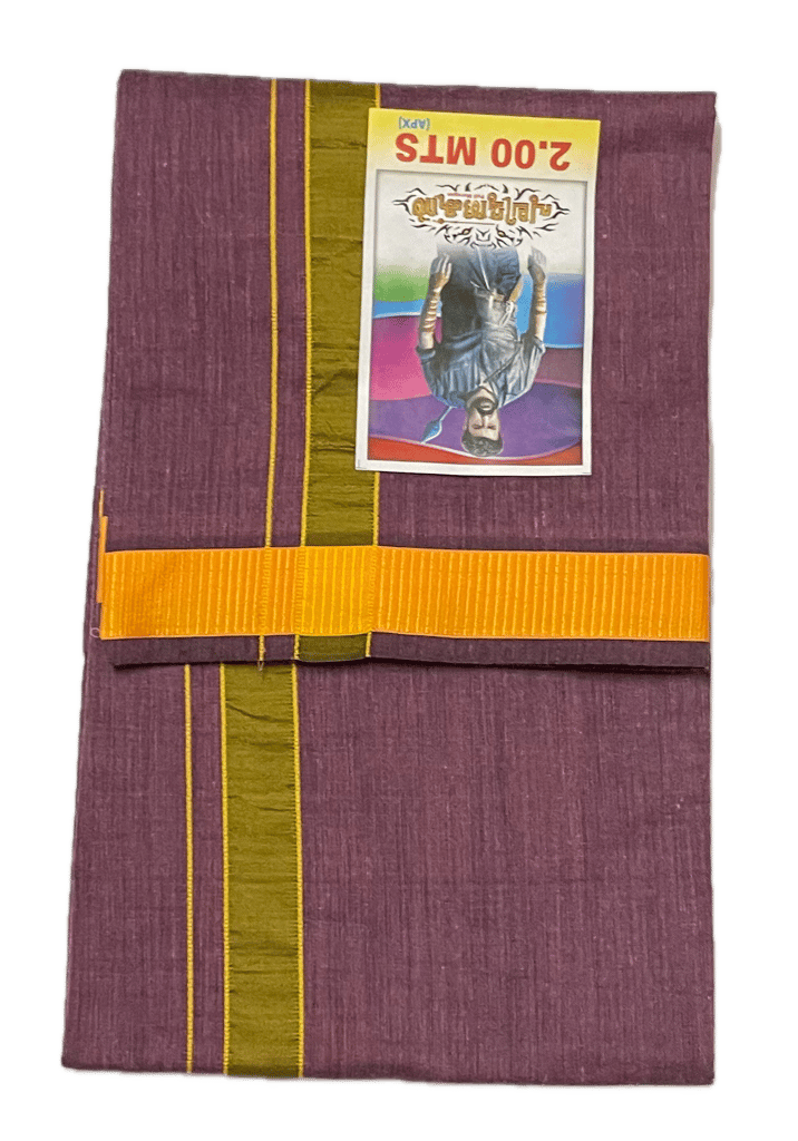 Colour Dhothies with Rich Silk Border - Cool Cotton 2mtrs - Dhoti - Mundu
